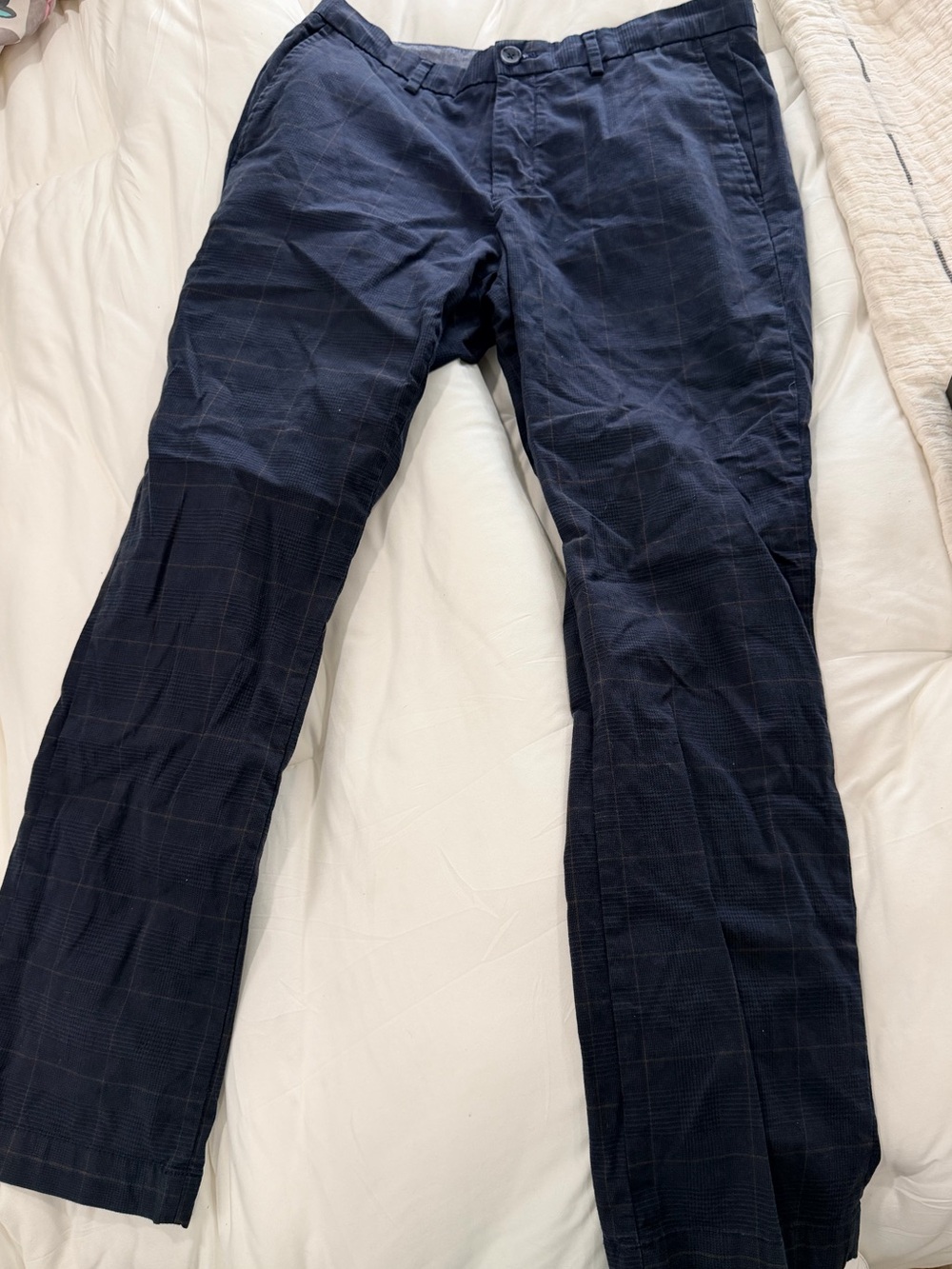 Banana Republic Navy Windowpane Chinos slim fit